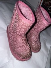 Ugg Classic II Pink Glitter Leopard Suede Kid's Bootie Size 12 Eu 30