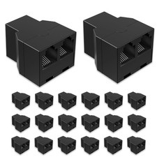 20 PCS RJ12 6P6C 3 Female Telephone Line Splitters Phone Jack Landline Black