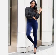 SPANX Women  s Navy Blue Velvet Full Length Leggings EUC size large