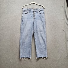 Madewell Women Jeans 28 Light Blue Denim The Perfect Vintage Straight Raw Hem