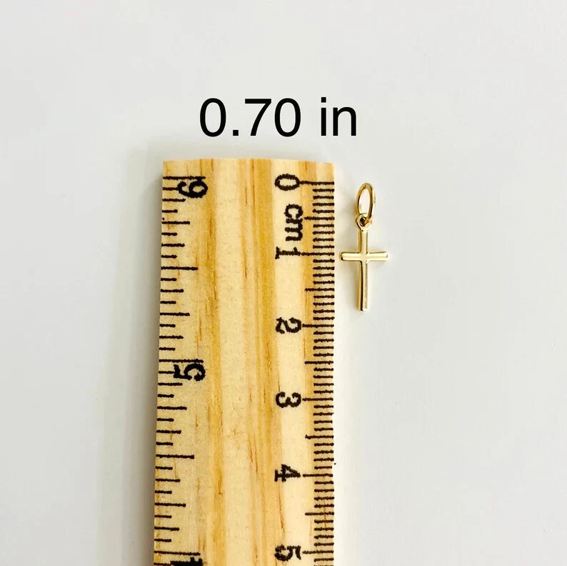 10K Solid Gold Cross Pendant, 18mm/0.7" XSmall 10K Solid Gold Cross Charm- K2280 - Image 3 of 4