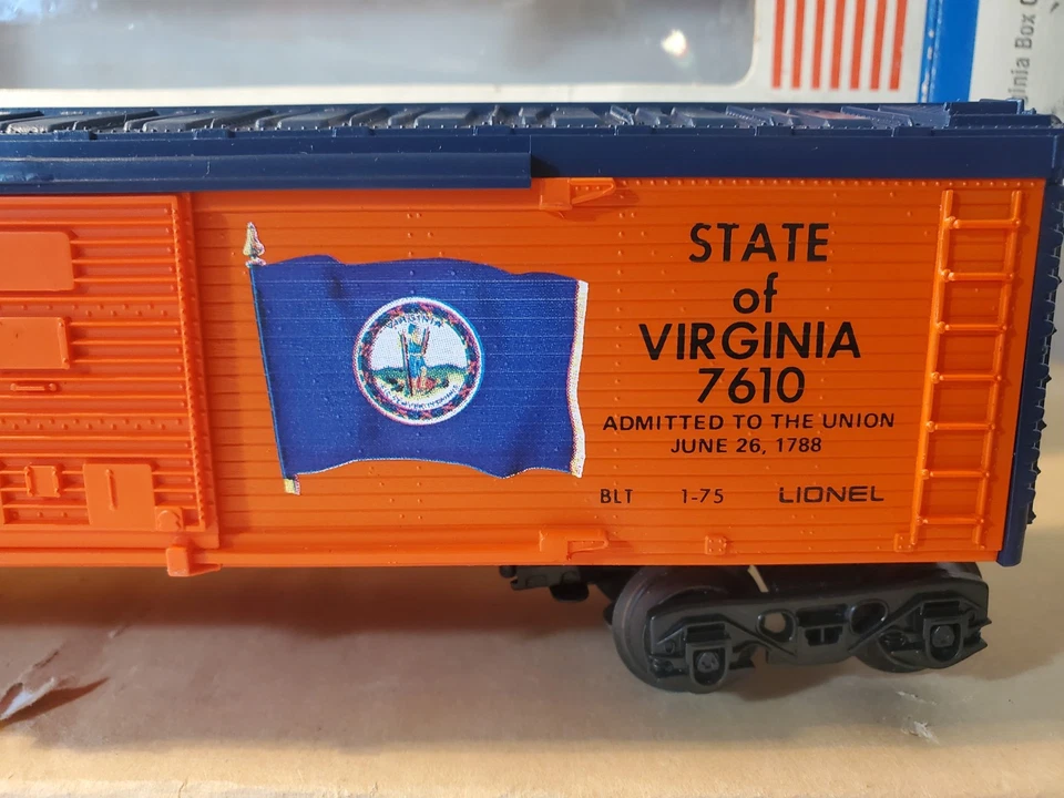 Vintage 1975 Lionel 6-7610 State of Virginia Single Door Box Car EX OB - Image 3 of 4