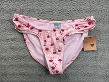 Shade  Shore Bikini Bottom Womens Large Pink Floral Low Rise High Leg Swimwear