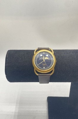 Vintage Pulsar Moon Phase Date Watch V338-6000 Gold Tone Starry Night 33mm