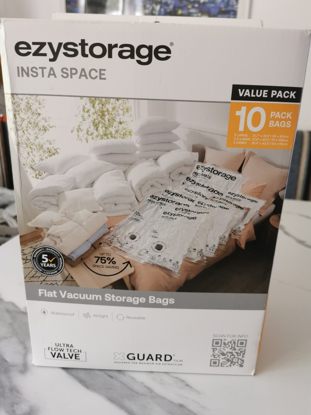 Ezy Storage Insta Space Mixed Size Vacuum Storage Bags, Pack of 10