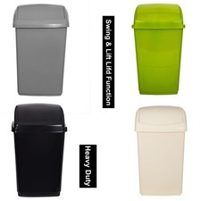 Swing Top Plastic Rubbish Waste Bin Office Bedroom Kitchen Paper Dustbin Bins