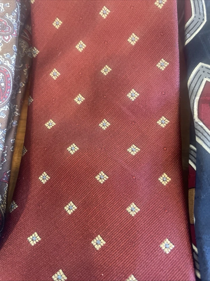 4 gravatas masculinas Liberty of London azul vermelho paisley seda geométrica - Imagem 4 de 4