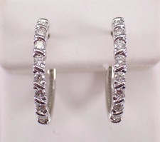 1CT Round Moissanite Womens Hoop Earrings 14K White Gold Plated