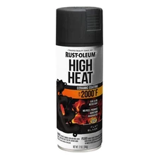 RUST-OLEUM 248903 Engine Enamel,Hi Ht,Flt Blk,12 oz,Spray 4YKZ9