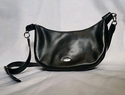 David Jones Black Half Moon Shoulder Bag Crescent Purse #269