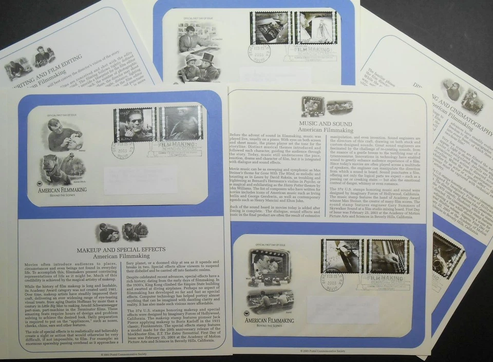 2003 American Filmmaking Sc 3772a-j FDC PCS directing editing cinema movies - Image 2 of 2