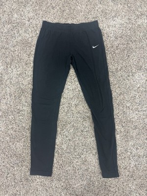Nike Girls Large Black Leg-A-See 'Just Do It' Logo Tights Stretch Athletic-wear