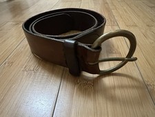 Gap Women Genuine Leather Belt Brown Brass Buckle Made in USA Size S 34
