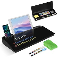 Desktop Glass Whiteboard Dry Erase Board Storage Keyboard Stand Office Organizer