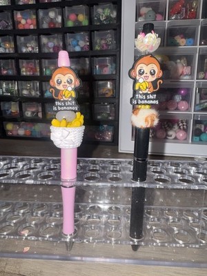 Edgy Beaded Pen  Sh$t Is Bananas  Monkey Pen Gift For Adults BLACK PEN ONLY