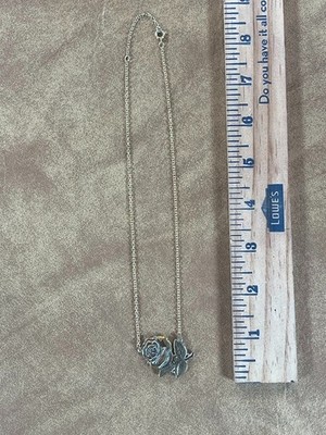Vintage Reed & Barton Pendant Necklace Damascene Rose Silver Gold & Copper Tone