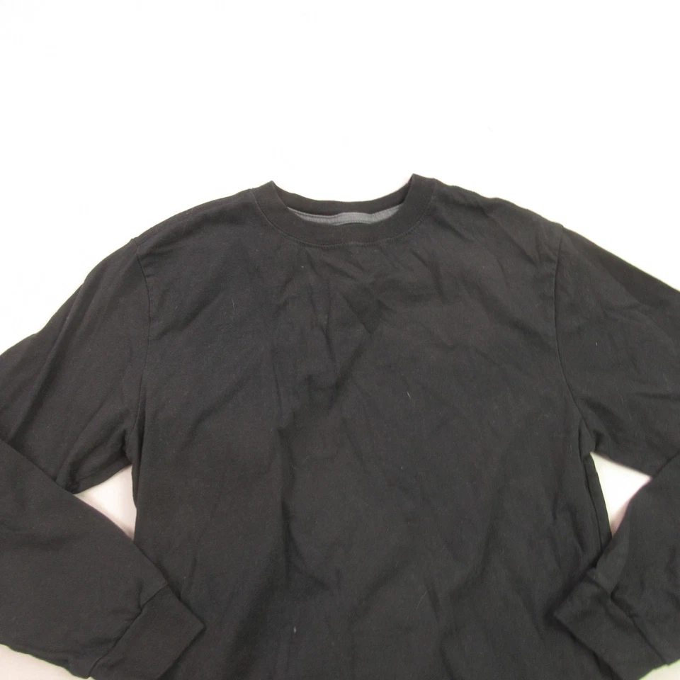 Camisa Old Navy Niños Grande Manga Larga Informal Cuello Redondo Ligera Negra Foto 3 de 4