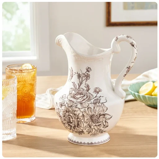 Jarra de gres The Pioneer Woman Agatha de 2 cuartos de galón, marrón Foto 3 de 4