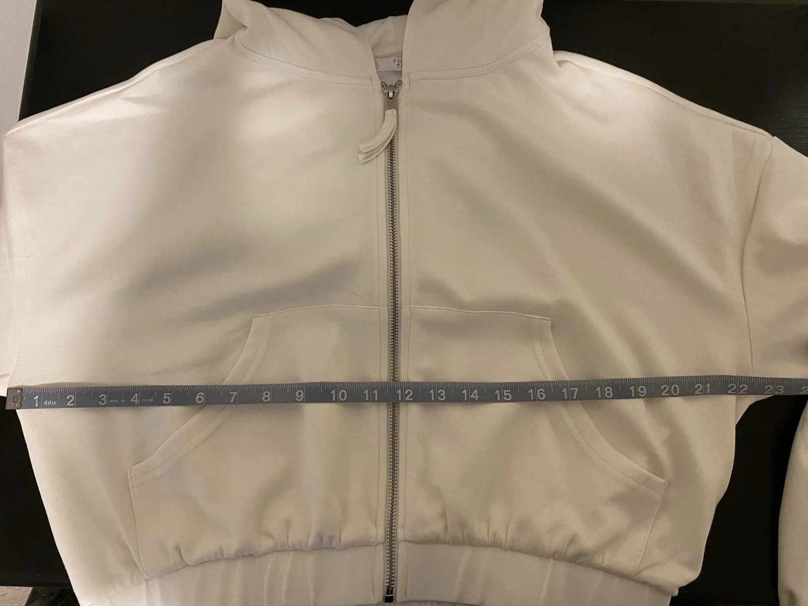 OFF WHITE Tinseltown Felpa con Cappuccio e Zip Cropped Crema Junior XL