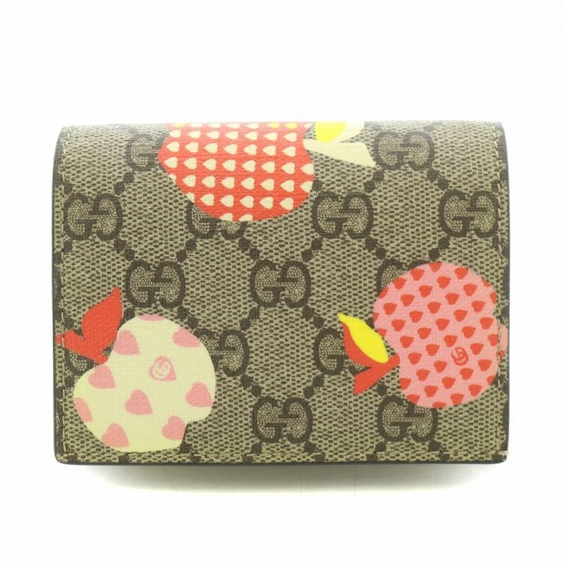Étui à cartes GUCCI Les Pomme portefeuille Apple portefeuille bi pliable compact GG Supreme Apple