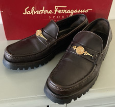 Salvatore Ferragamo Cleopatra Loafers 6B Brown Calf Medallion
