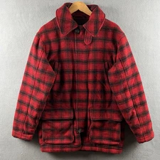 Vintage LL Bean Wool Coat Small Buffalo Plaid Hunting Jacket Mackinaw Cruiser