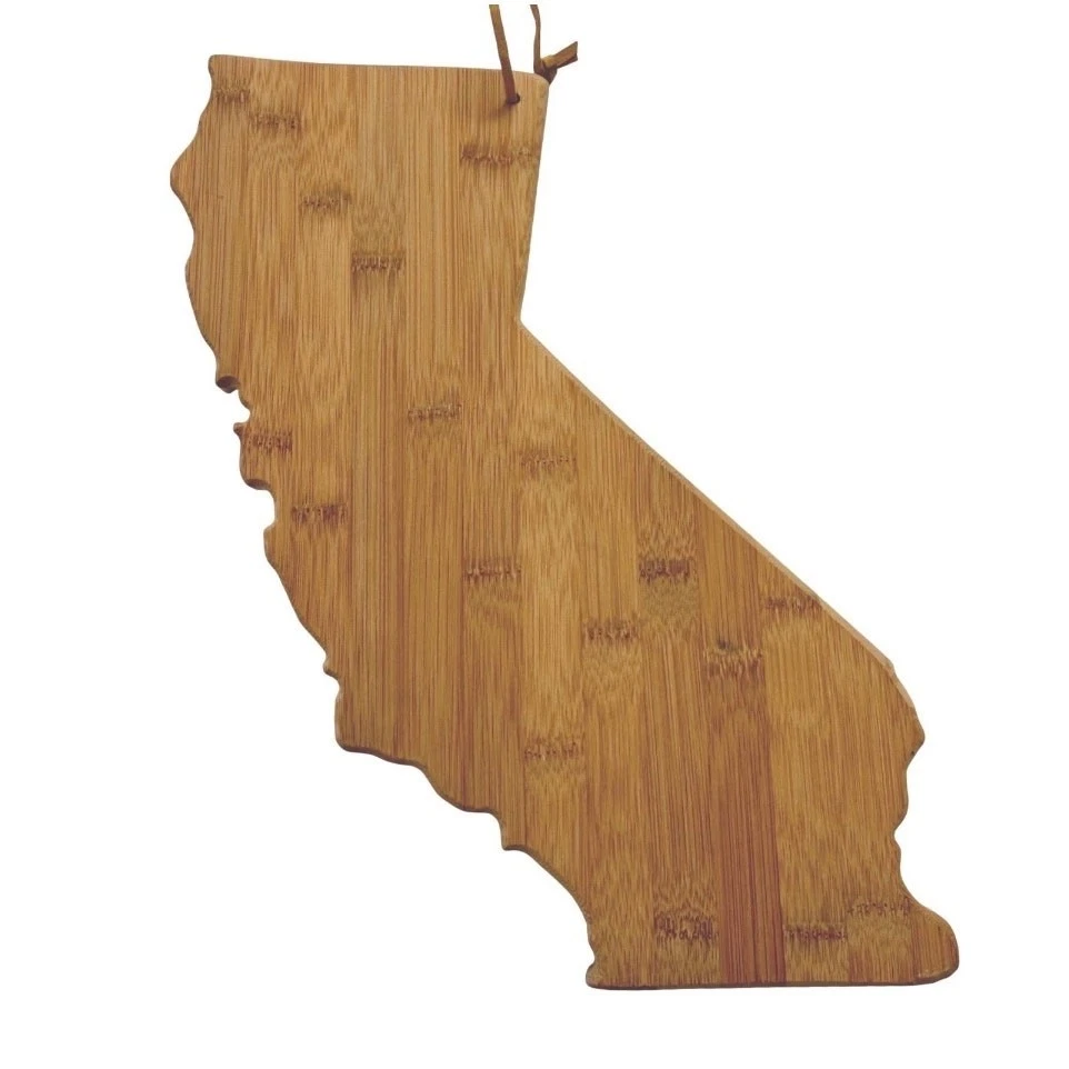 California Bamboo Cutting Board State Shape Charcuterie Serving Board