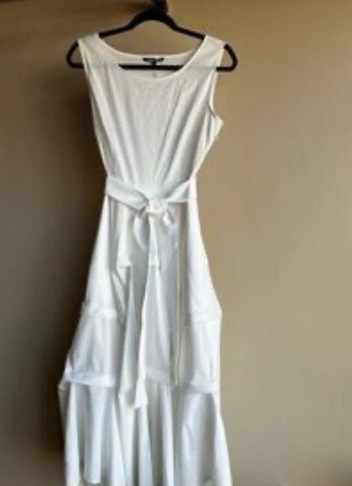 Samuel Dong Women's Dress Belted Bubble With Pockets white sz XS - Image 3 of 4