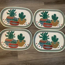 4 VTG Southwestern Cactus Vinyl Oval Placemats Best Brands 