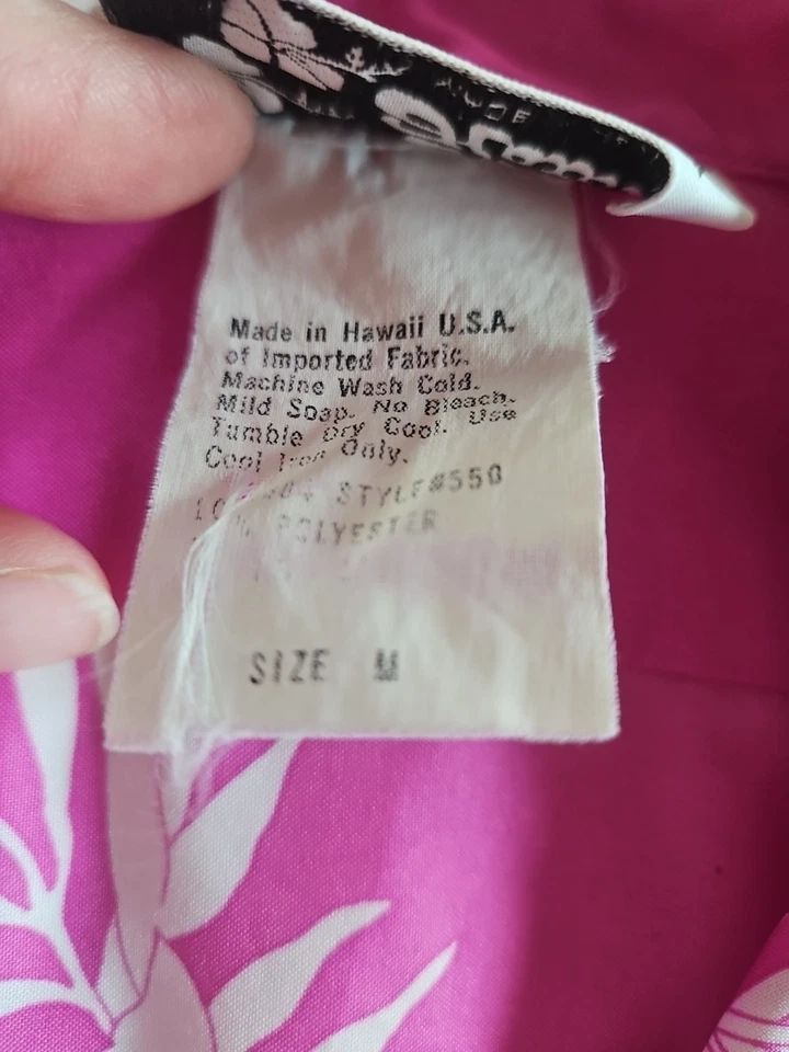Camisa Floral Hawaiana De Colección Hilo Hattie Fushia Foto 4 de 4