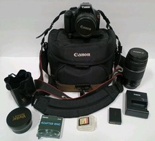 CANON EOS REBEL T3 Camera With 18-55mm Lens  75-300mm Case Battery Charger Card