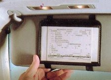 Black Sun Visor Insurance / Registration Wallet Vehicle Map/ Documents Organizer
