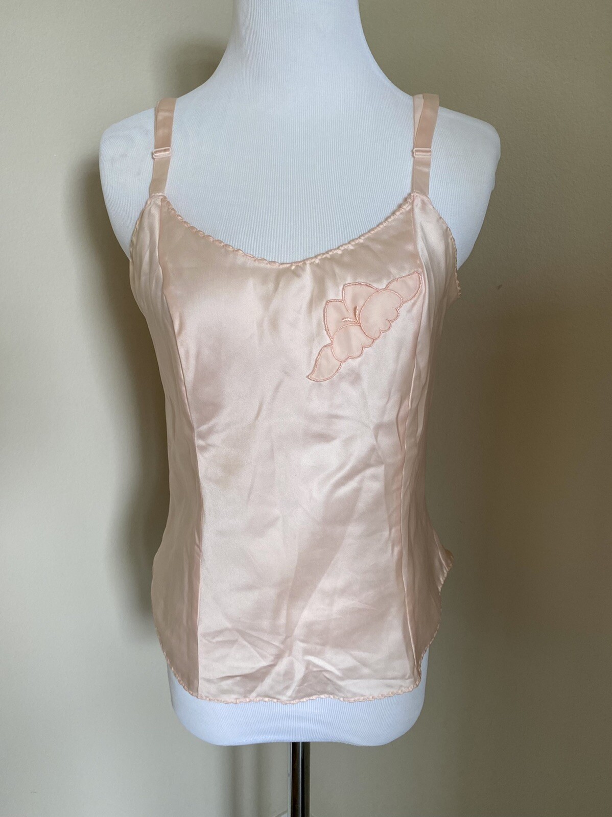 Lencería Vintage Años 90 Estilo Bali 7036 Melocotón Sedoso Nylon Camisola Talla Mediana