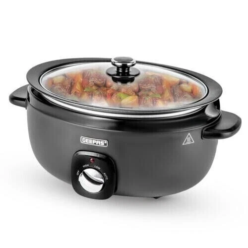 Slow Cooker 3.5L Tempered Glass Lid & Removable Non-Stick Bowl Chalkboard Design