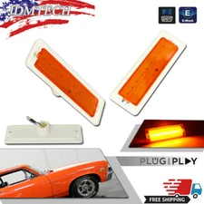 For 1970-1974 Chevy Nova Amber Front Bumper Side Marker Lamps LED Corner-Lights