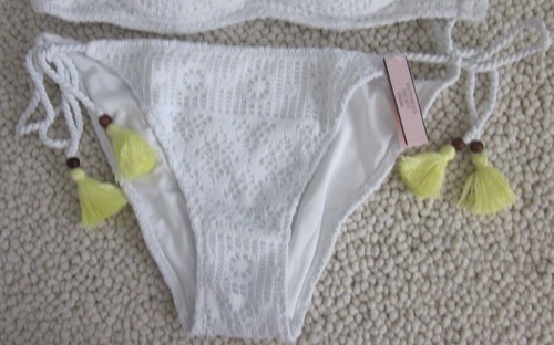 VICTORIA'S SECRET White LACE UP HIGH NECK HALTER TIE Medium 34B 34C 36A 36B 36C - Picture 6 of 8