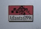 ATLANTA 1996  PINK & GOLD OLYMPIC BADGE / PIN — photo 3