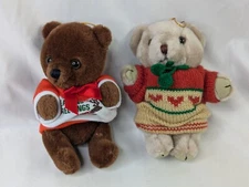 Dakin Wool Brown Bear Plush 6 Inch Christmas Sweater Lot Stuffed Animal Toy