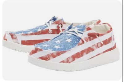 Hey Dude Wendy Star Stripes Patriotic Flag Red White Blue Women