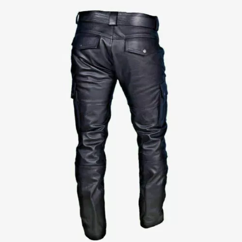 Jeans Uomo Steampunk Gotico Retrò Pantaloni Moto Pantaloni Vera Pelle - - Foto 5 di 15