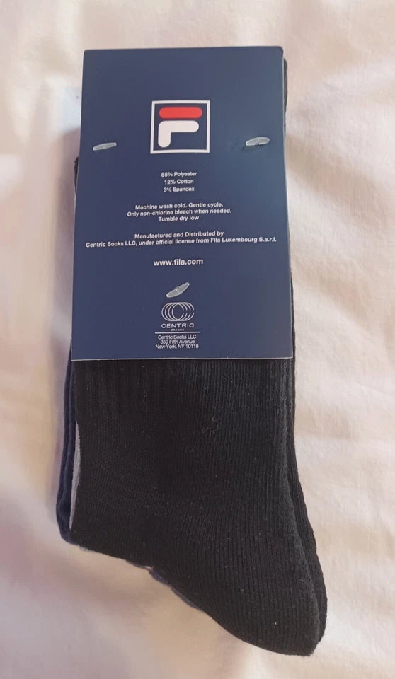 Calcetines FILA Crew para hombre talla 6-12 azul blanco negro Foto 2 de 4