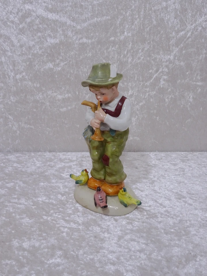 Aelteste Volkstedt Porcelain Design Figurine Boys Flute Birds - Vintage - 18cm - Image 2 of 4
