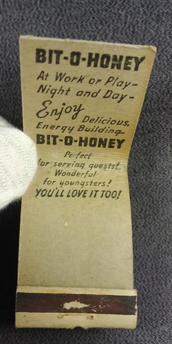 1940s Bit O Honey Candy Bar Matchbook Cover Vintage Schutters Advertising - Picture 4 of 4