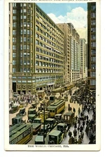 Busy Corner-State & Madison Street Scene-Chicago-Illinois-Vintage 1930 Postcard