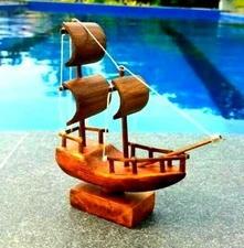 Natural Wooden Sailing SHIP Boat EcoFriendly Home Décor Ceylon Handmade gift New