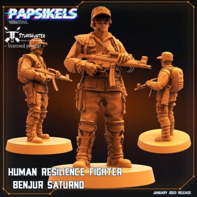 Human Resilience Fighter Benjur Saturno - Papsikels -Tabletop Wargaming Sci-Fi