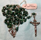 VINTAGE CZECH REPUBLIC MALACHITE GREEN BEAD ROSARY 29" NECK OPENING — photo 3
