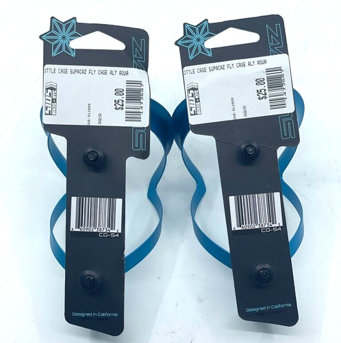 NOS Supacaz Aluminum Fly Cage Aqua Blue 2x Bottle Cages - Picture 5 of 5
