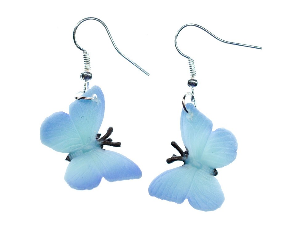 Blue Butterfly Earrings with Miniblings Animal Design