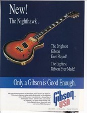 Rare 1993 Gibson The Nighthawk Guitar Ad/ Introduction Ad
